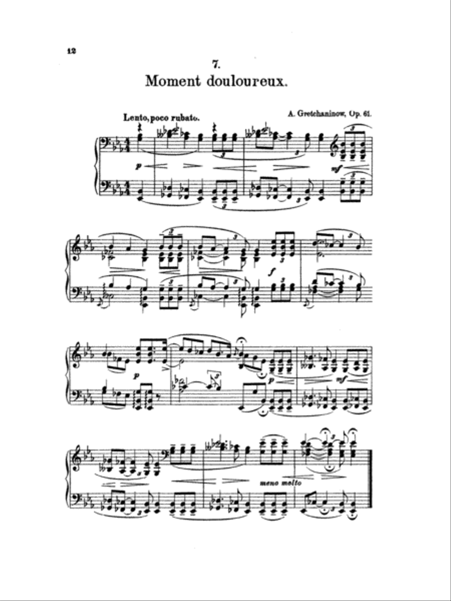 Gretchaninoff: Eight Pastels, Op. 61 Piano Solo scores gallery preview page 1