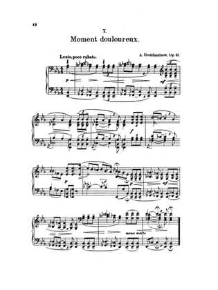Gretchaninoff: Eight Pastels, Op. 61