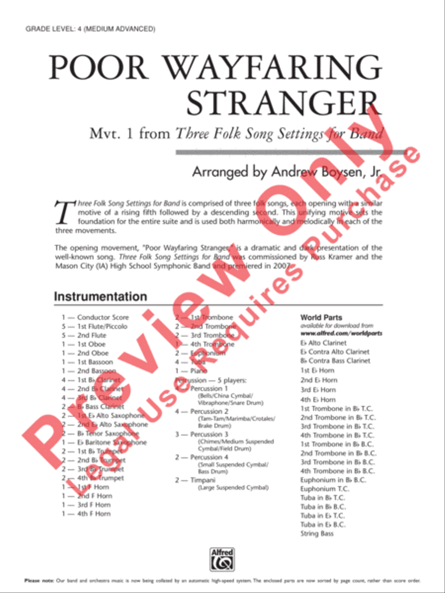 Poor Wayfaring Stranger Poor Wayfaring Stranger Concert Band scores gallery preview page 2