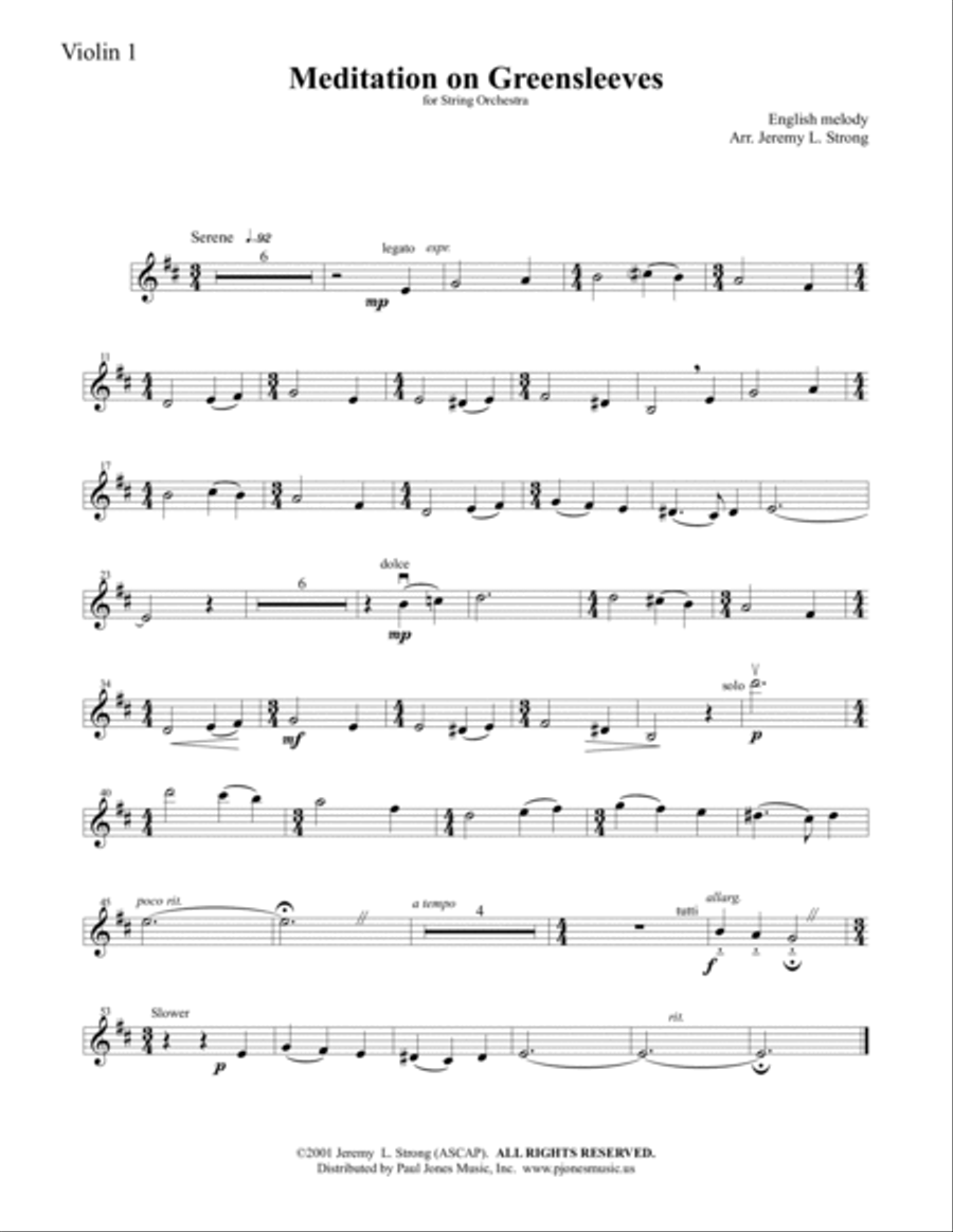 Meditation on Greensleeves (for String Orchestra) String Orchestra scores gallery preview page 4