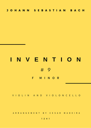 Book cover for Invention No.9 in F Minor - Violin and Cello (Full Score and Parts)