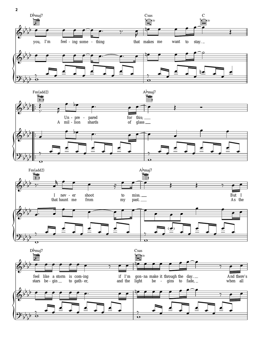 Writing's On The Wall Piano, Vocal, Guitar scores gallery preview page 2