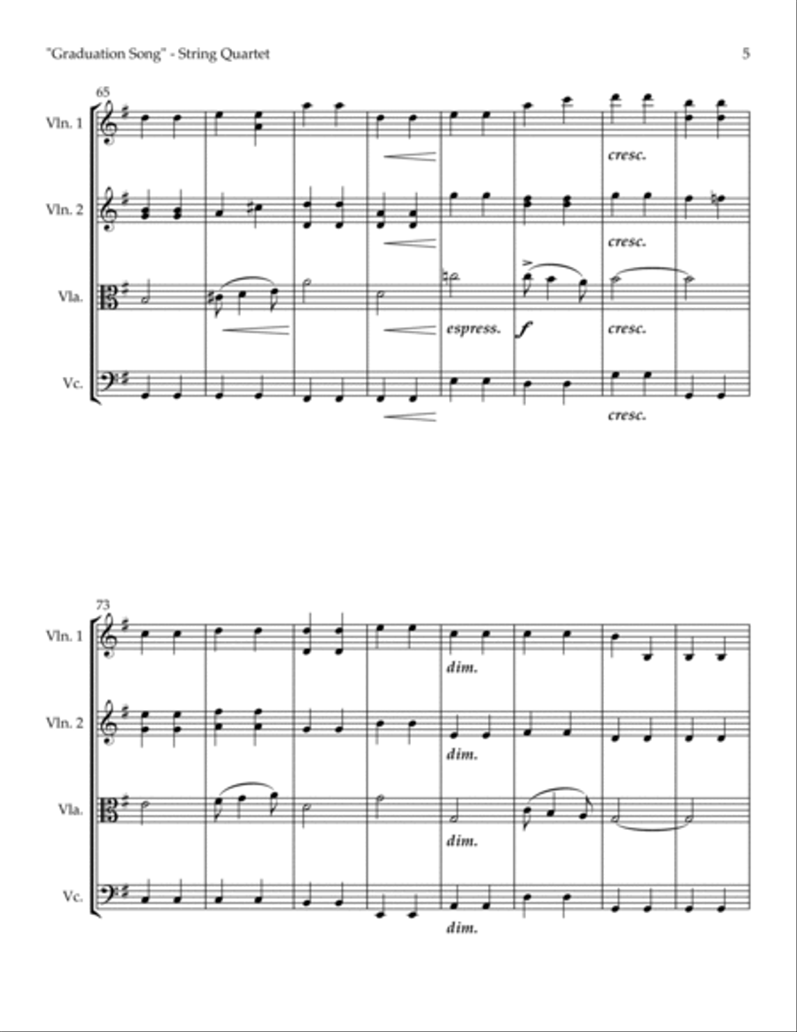 "Graduation Song" from Pomp and Circumstance March No. 1, Op. 39, No. 1