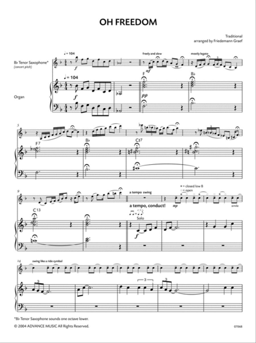 Spirituals for Saxophone -- Oh Freedom Small Ensemble scores gallery preview page 2