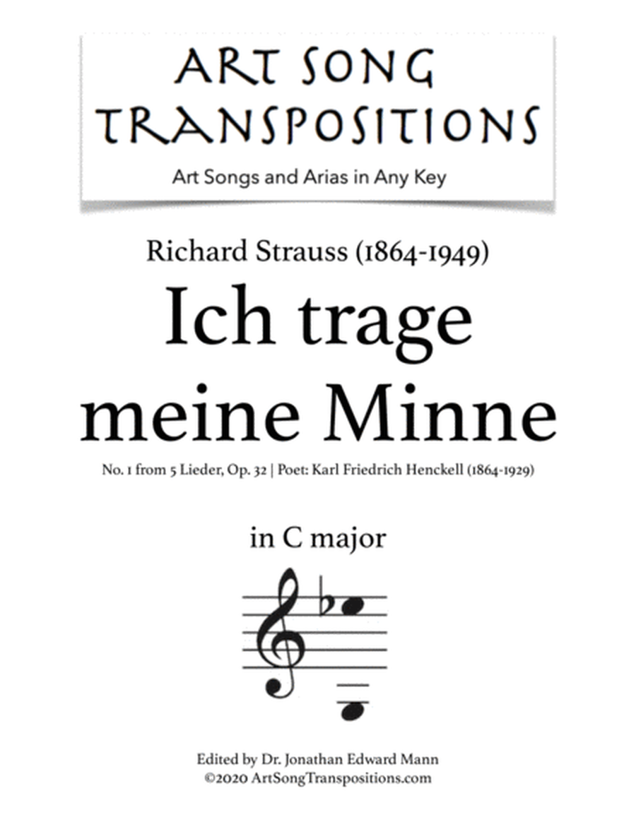 STRAUSS: Ich trage meine Minne, Op. 32 no. 1 (transposed to C major)