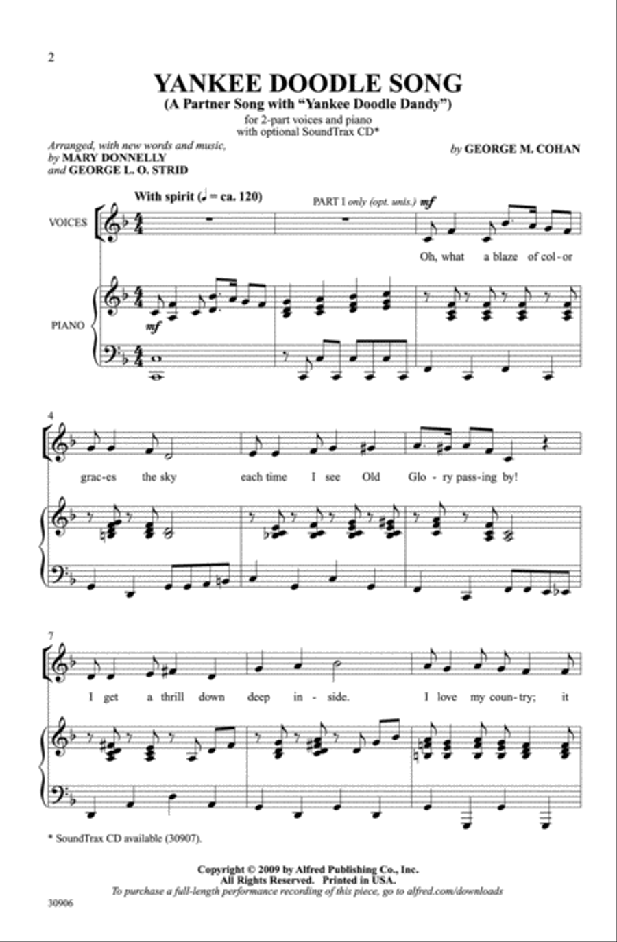 Yankee Doodle Song 2-Part scores gallery preview page 2