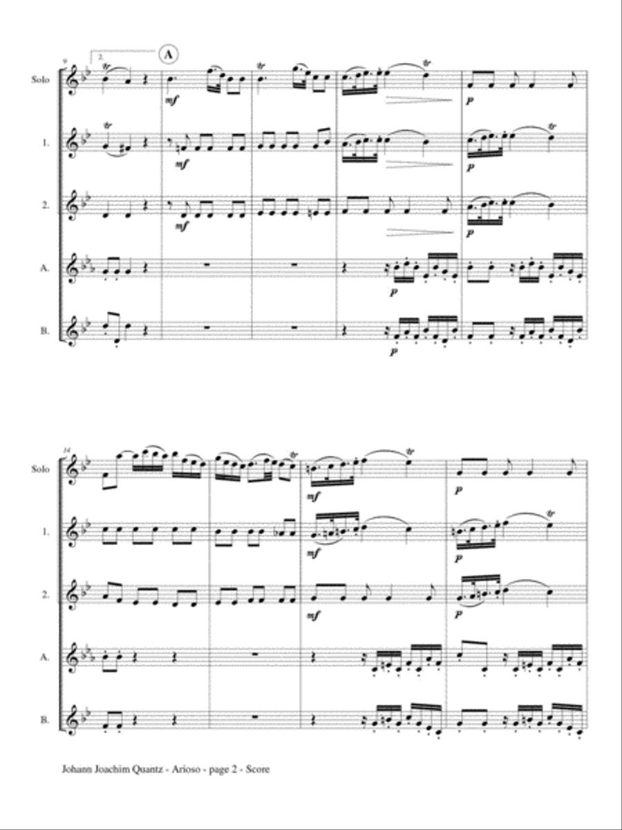 Arioso from Flute Concerto in G major for Flute Choir Flute Choir scores gallery preview page 3