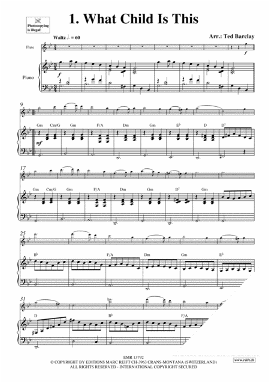 10 Easy Christmas Solos Flute Solo scores gallery preview page 3