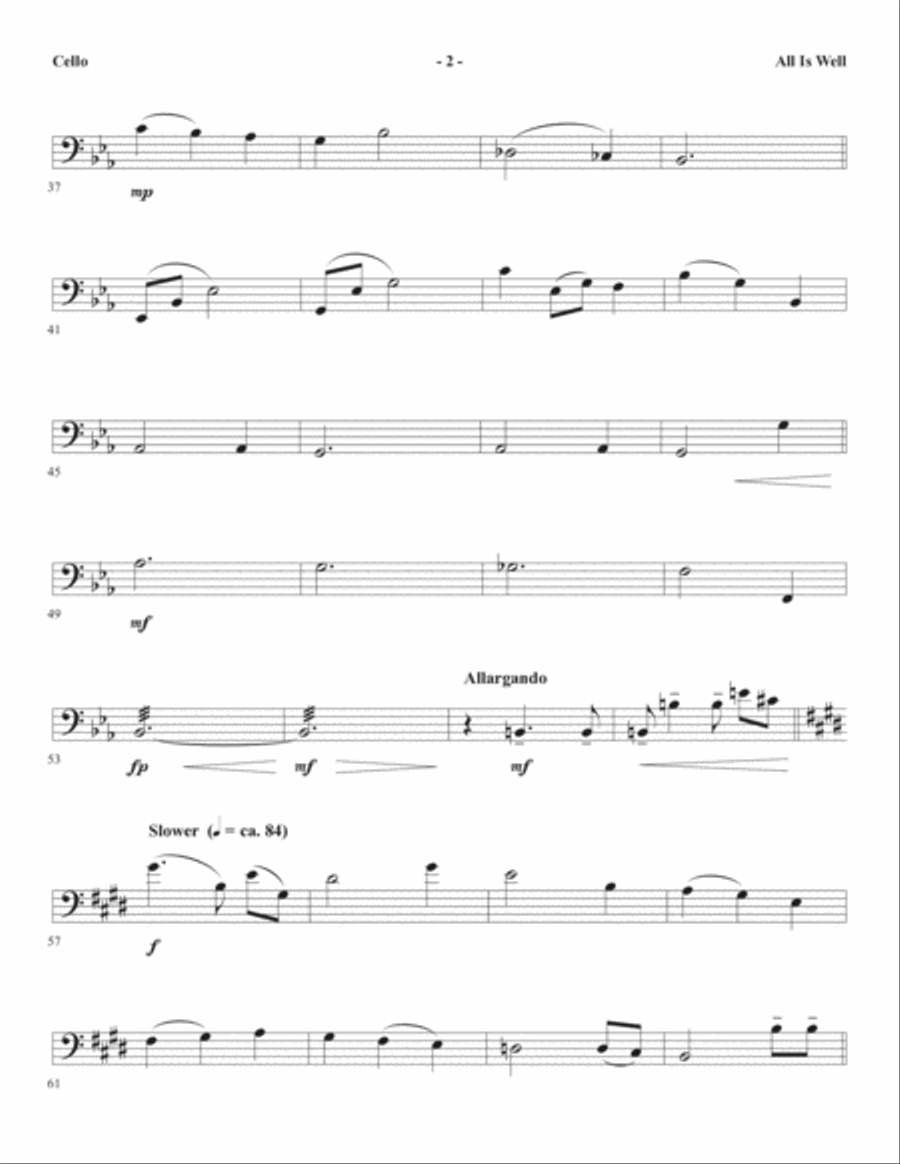 All Is Well (arr. Michael Barrett) - Cello Choir scores gallery preview page 2