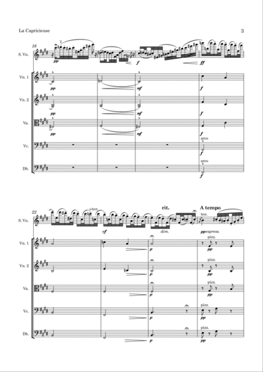 Elgar La Capricieuse Op. 17 for Solo Violin and String Orchestra String Orchestra scores gallery preview page 4