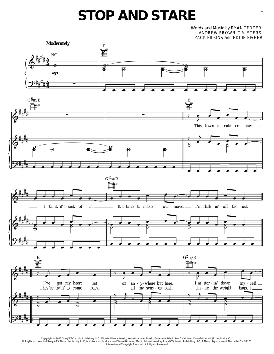 Stop And Stare Acoustic Guitar scores gallery preview page 1