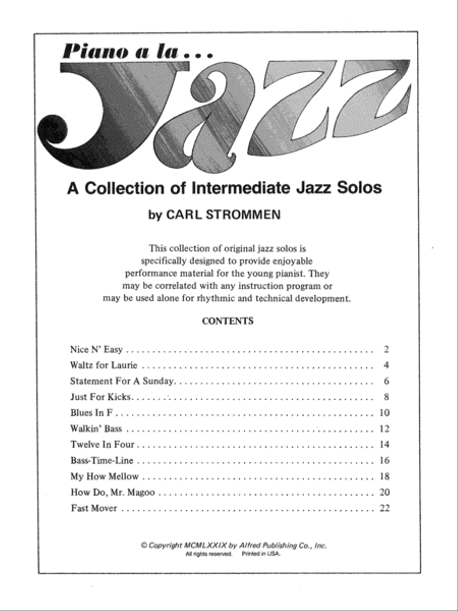 Piano a la Jazz: Intermediate