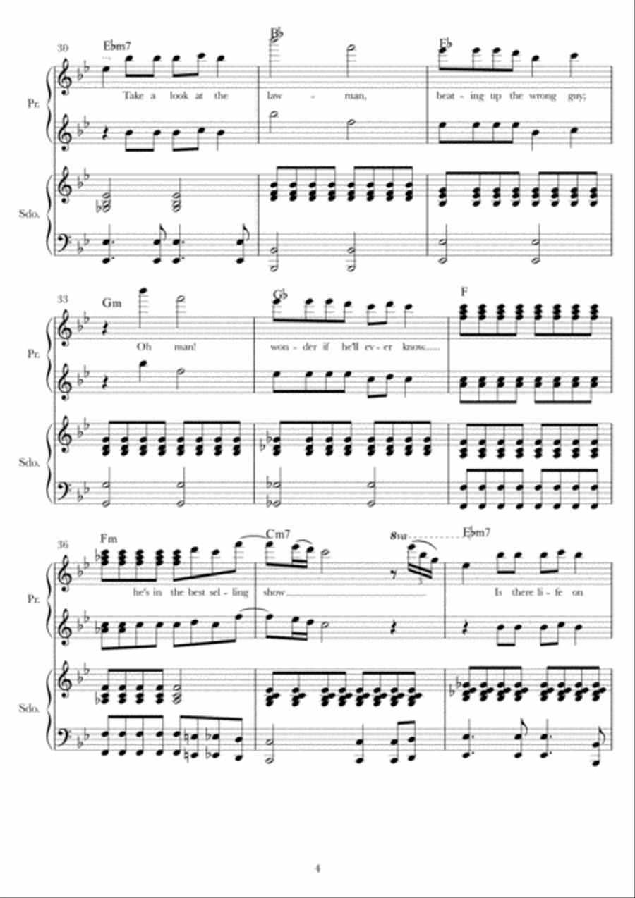 Life On Mars 1 Piano, 4-Hands scores gallery preview page 5