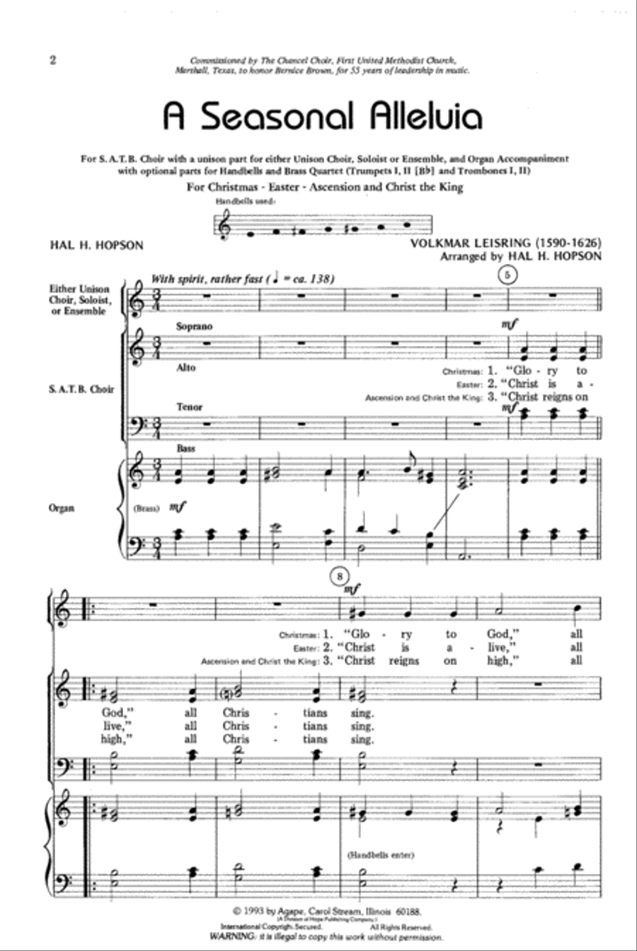 A Seasonal Alleluia 4-Part scores gallery preview page 2