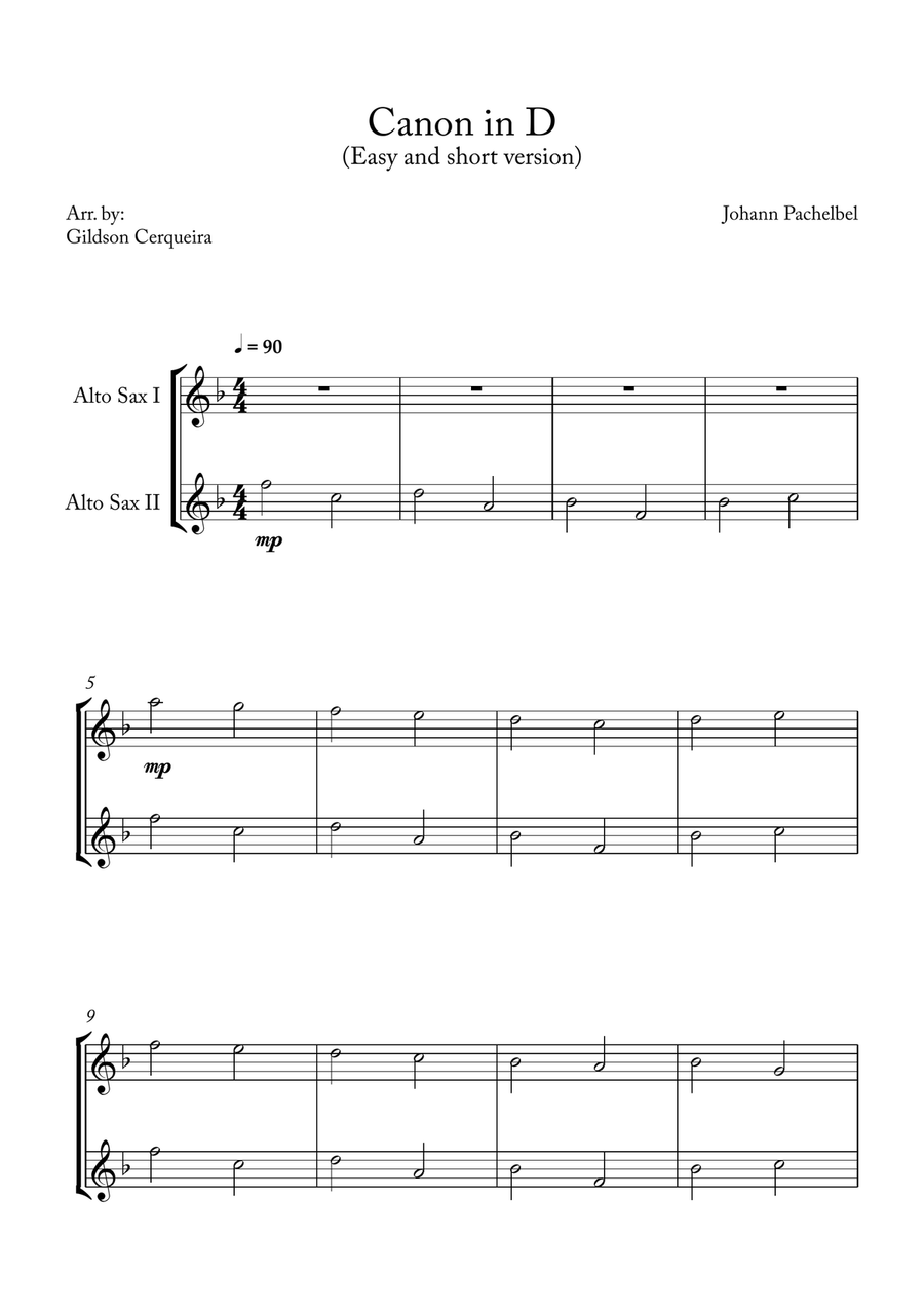 Canon in D Woodwind Duet scores gallery preview page 1