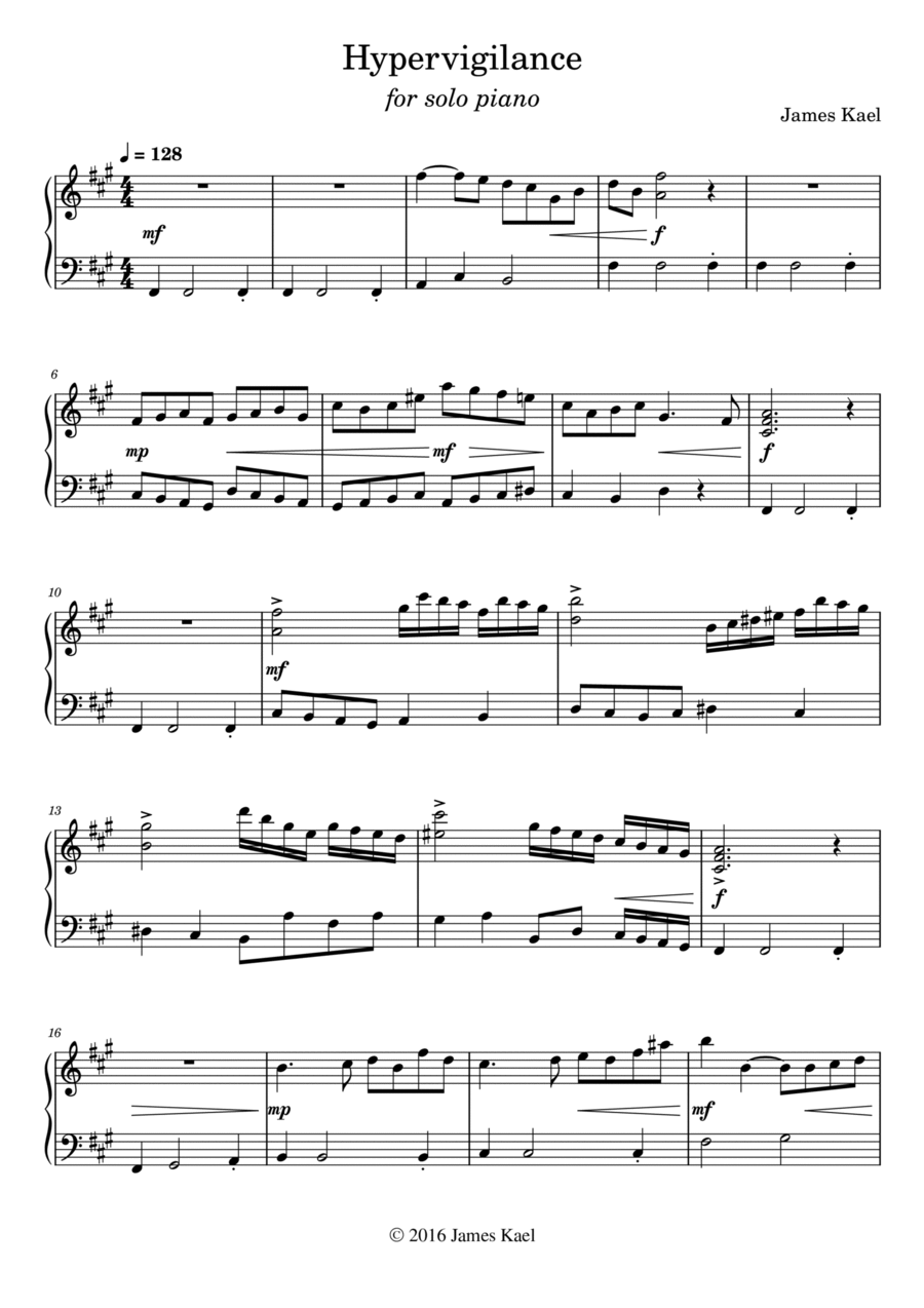 Hypervigilance Piano Solo scores gallery preview page 1