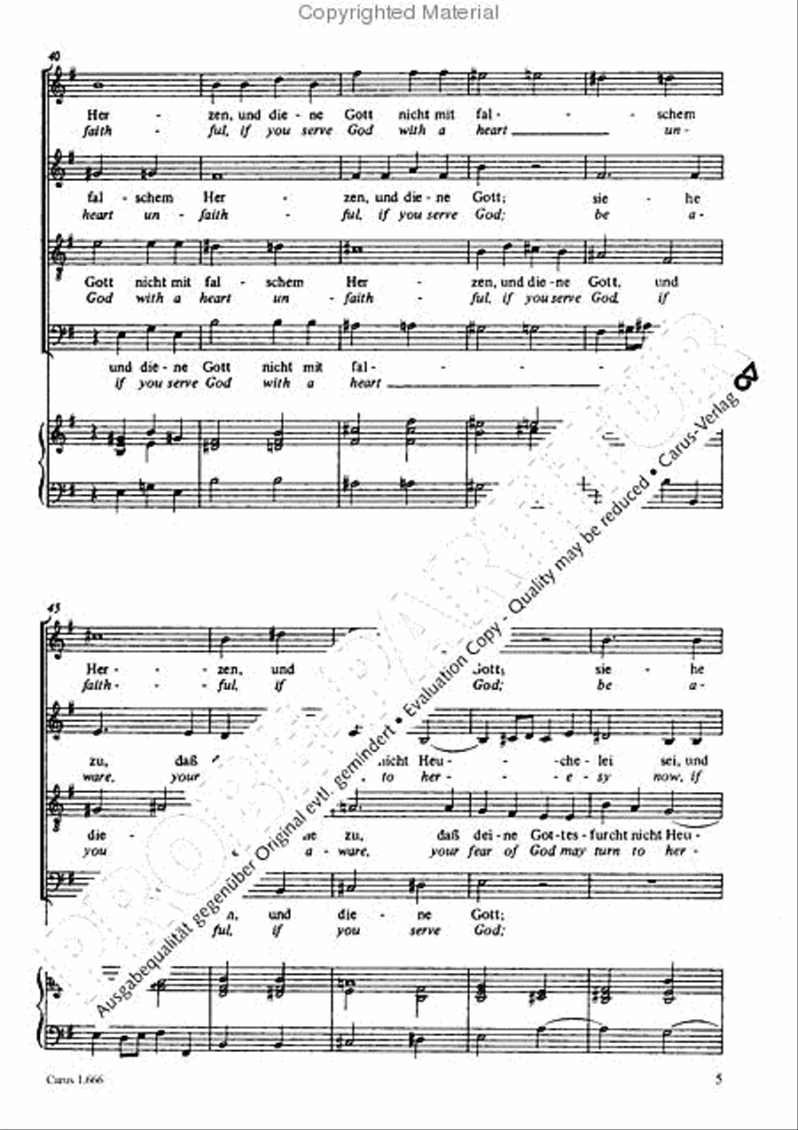 Be aware, your fear of God may turn to heresy (Siehe zu, dass deine Gottesfurcht nicht Heuchelei sei) 4-Part scores gallery preview page 6
