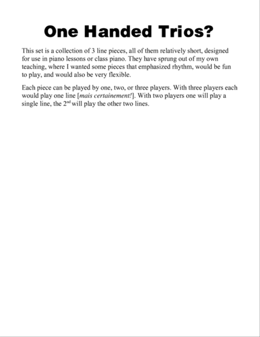 One Handed Trios - Set One 1 Piano, 4-Hands scores gallery preview page 2