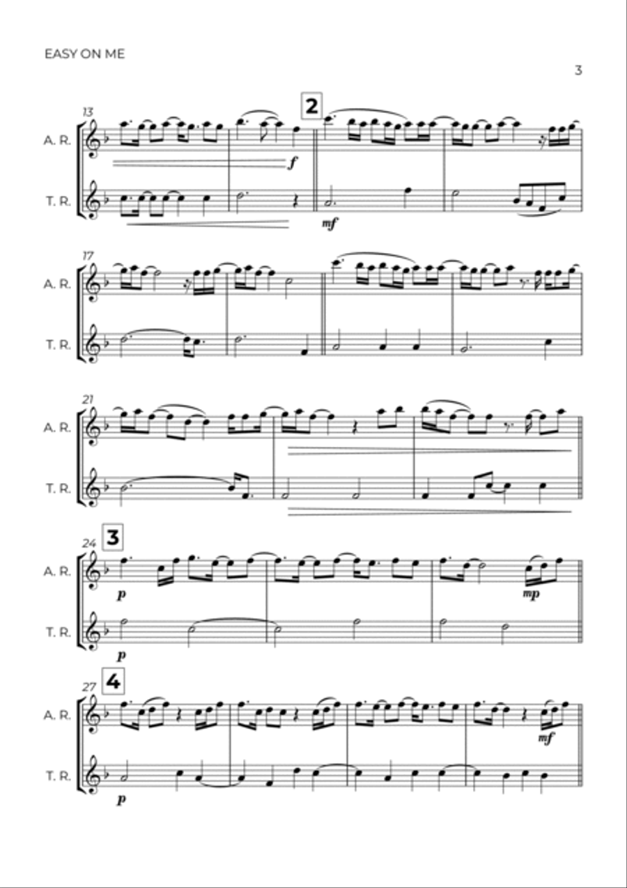 Easy On Me Easy On Me Woodwind Duet scores gallery preview page 3