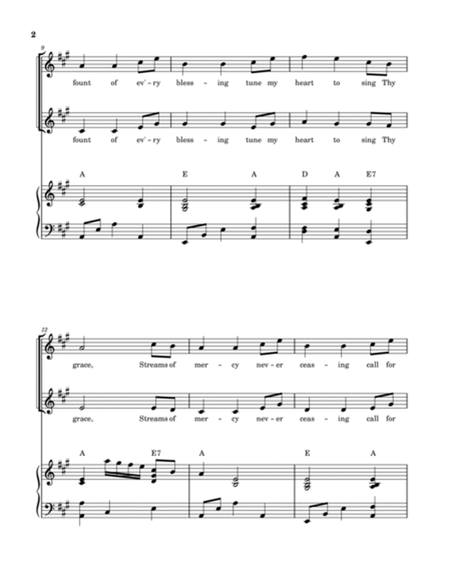 Come Thou Fount of Every Blessing (2-Part Choir) image number null