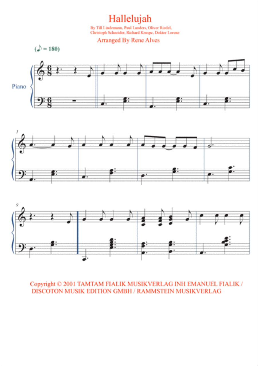 Halleluja Halleluja Piano Solo scores gallery preview page 2