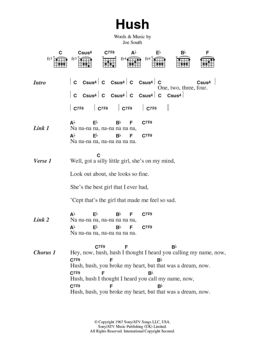 Hush Easy Guitar scores gallery preview page 1
