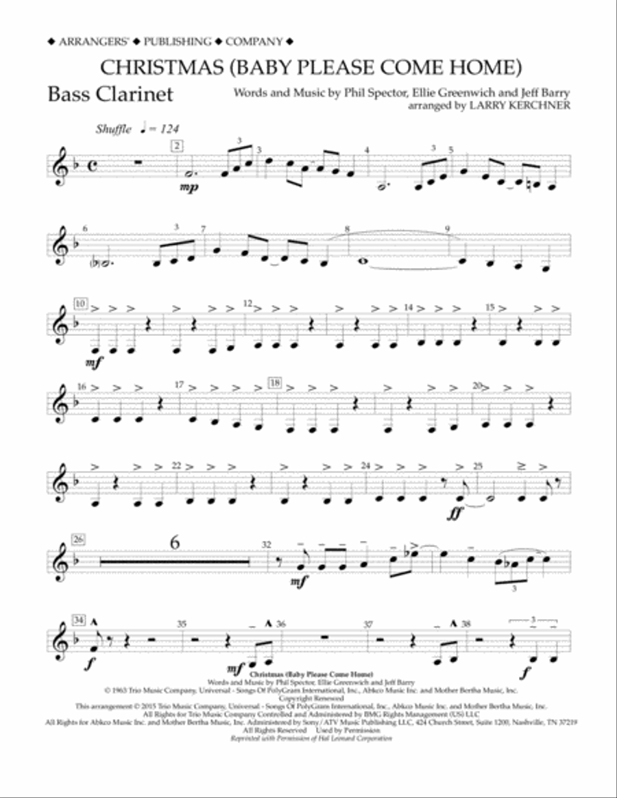 Christmas (Baby Please Come Home) - Bb Bass Clarinet Concert Band scores gallery preview page 1