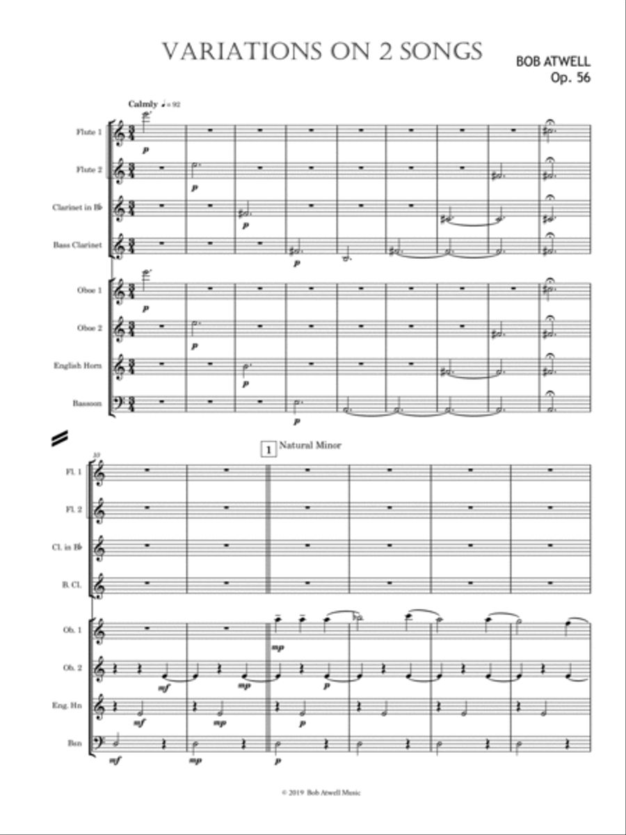 Variations on 2 Songs Woodwind Ensemble scores gallery preview page 3
