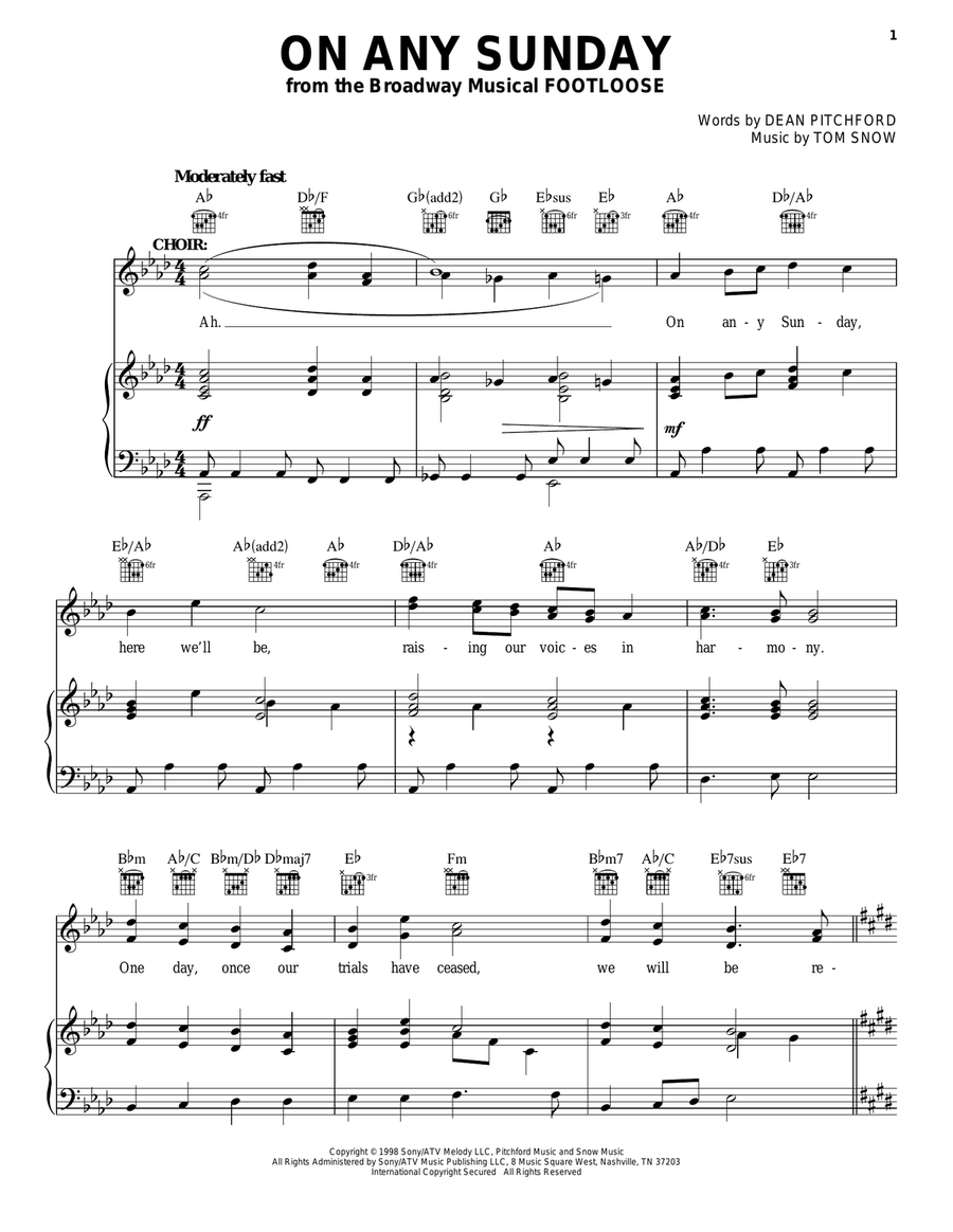 On Any Sunday Piano, Vocal, Guitar scores gallery preview page 1