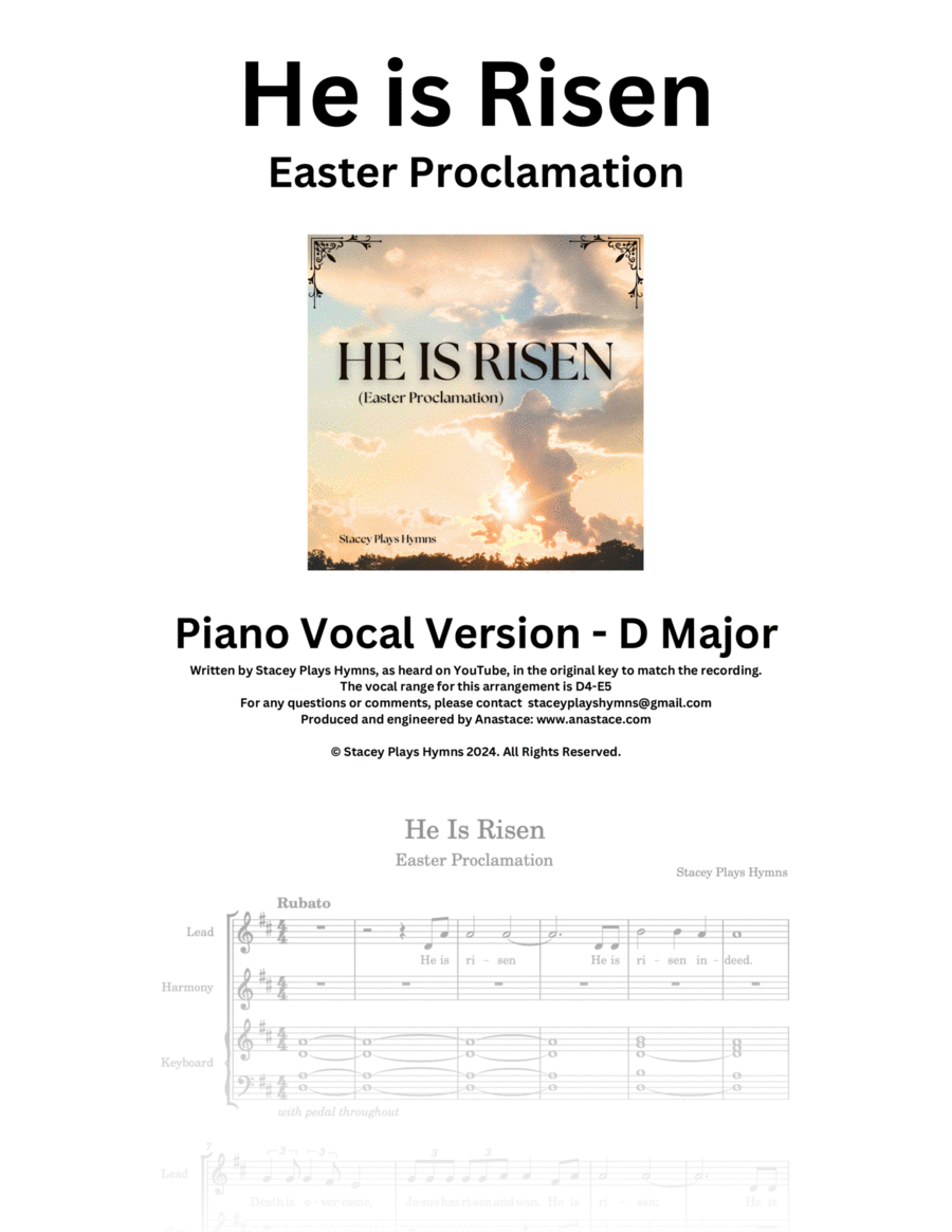 He Is Risen (Easter Proclamation) Voice scores gallery preview page 1