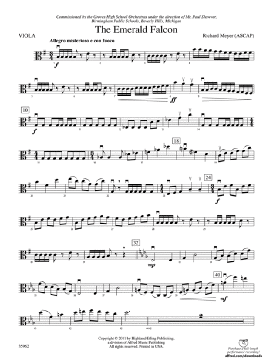 The Emerald Falcon: Viola String Orchestra scores gallery preview page 1