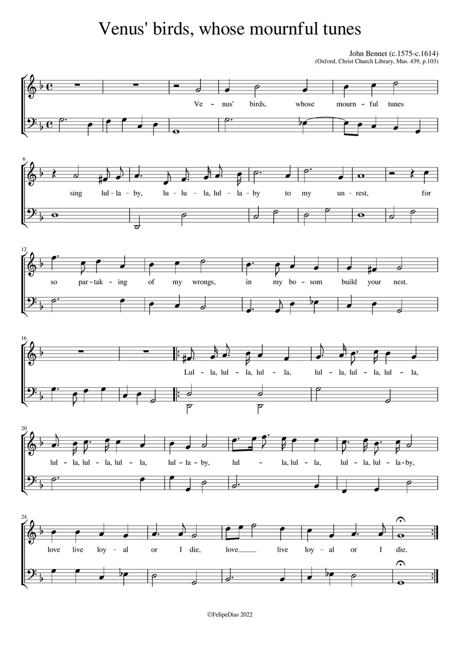 Venus' birds whose mournful tunes Voice Solo scores gallery preview page 1
