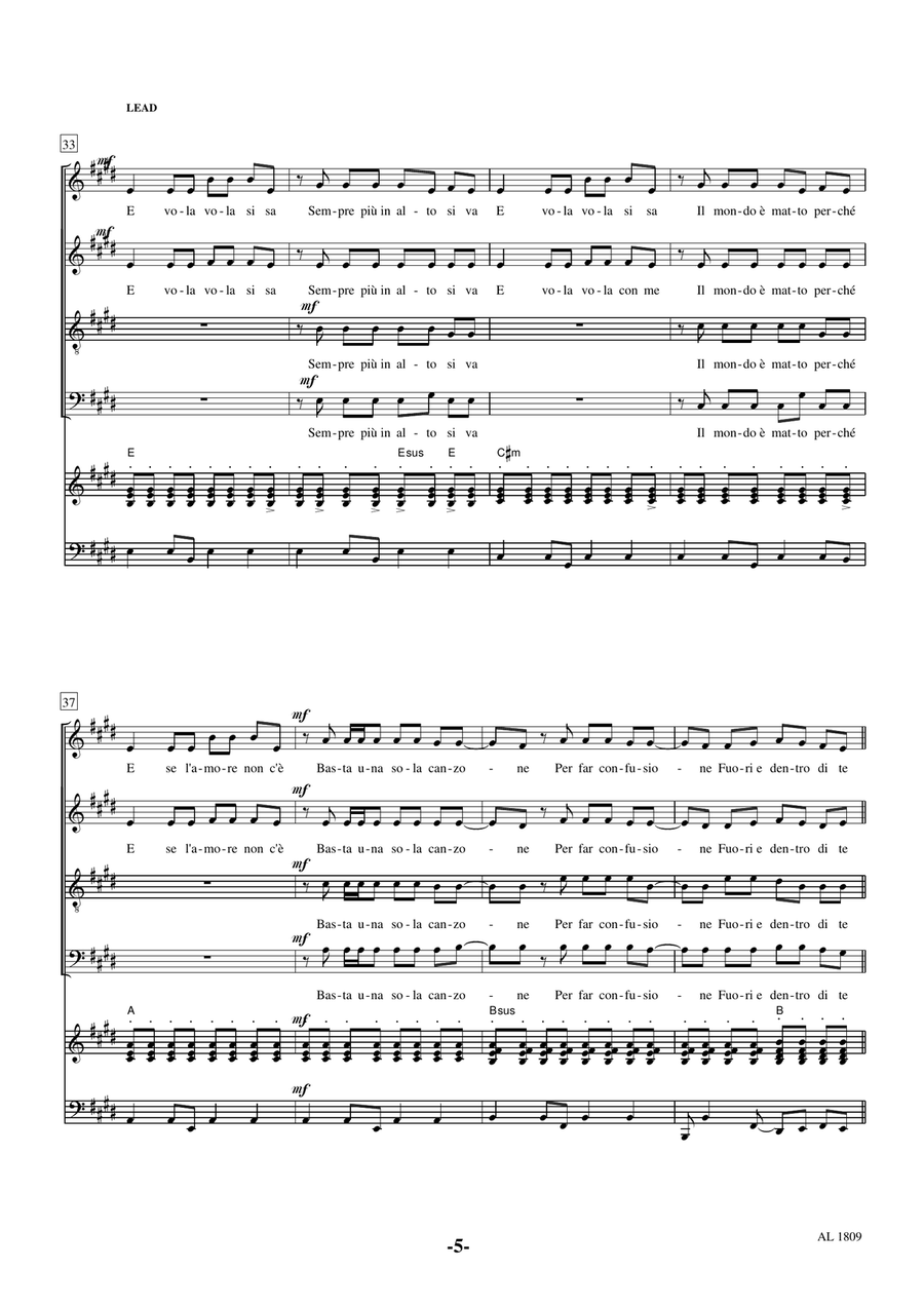 Sara Perche Ti Amo 4-Part scores gallery preview page 5