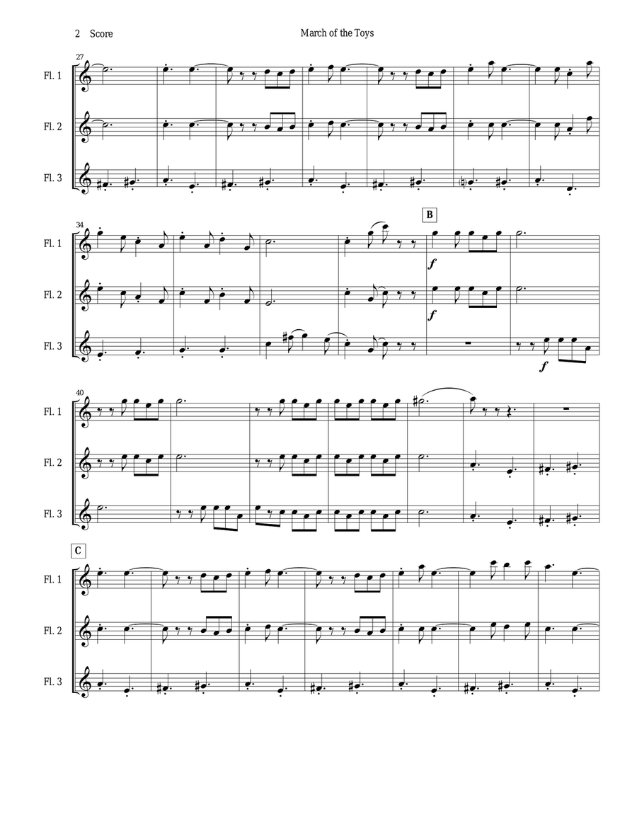 March of the Toys by Victor Herbert set for Flute Trio Flute Solo scores gallery preview page 2