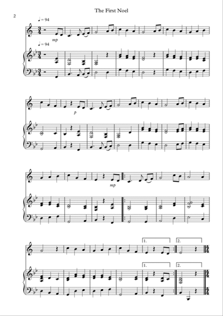 8 Easy Christmas Pieces for Trumpet And Piano Trumpet Duet scores gallery preview page 2