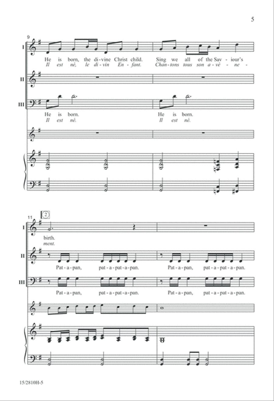He Is Born with Pat-a-pan 3-Part scores gallery preview page 6