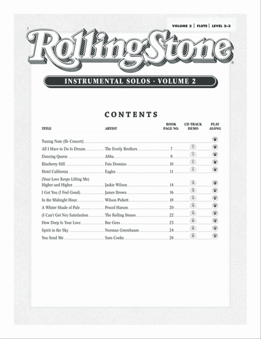 Selections from Rolling Stone Magazine's 500 Greatest Songs of All Time (Instrumental Solos), Volume 2 image number null