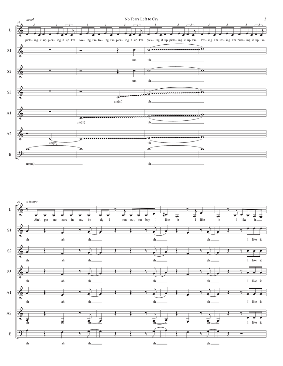 No Tears Left To Cry SSAA scores gallery preview page 3