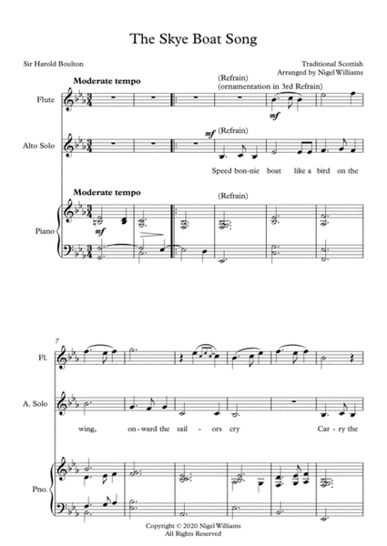 The Skye Boat Song, for Solo Alto Voice, Flute and Piano image number null