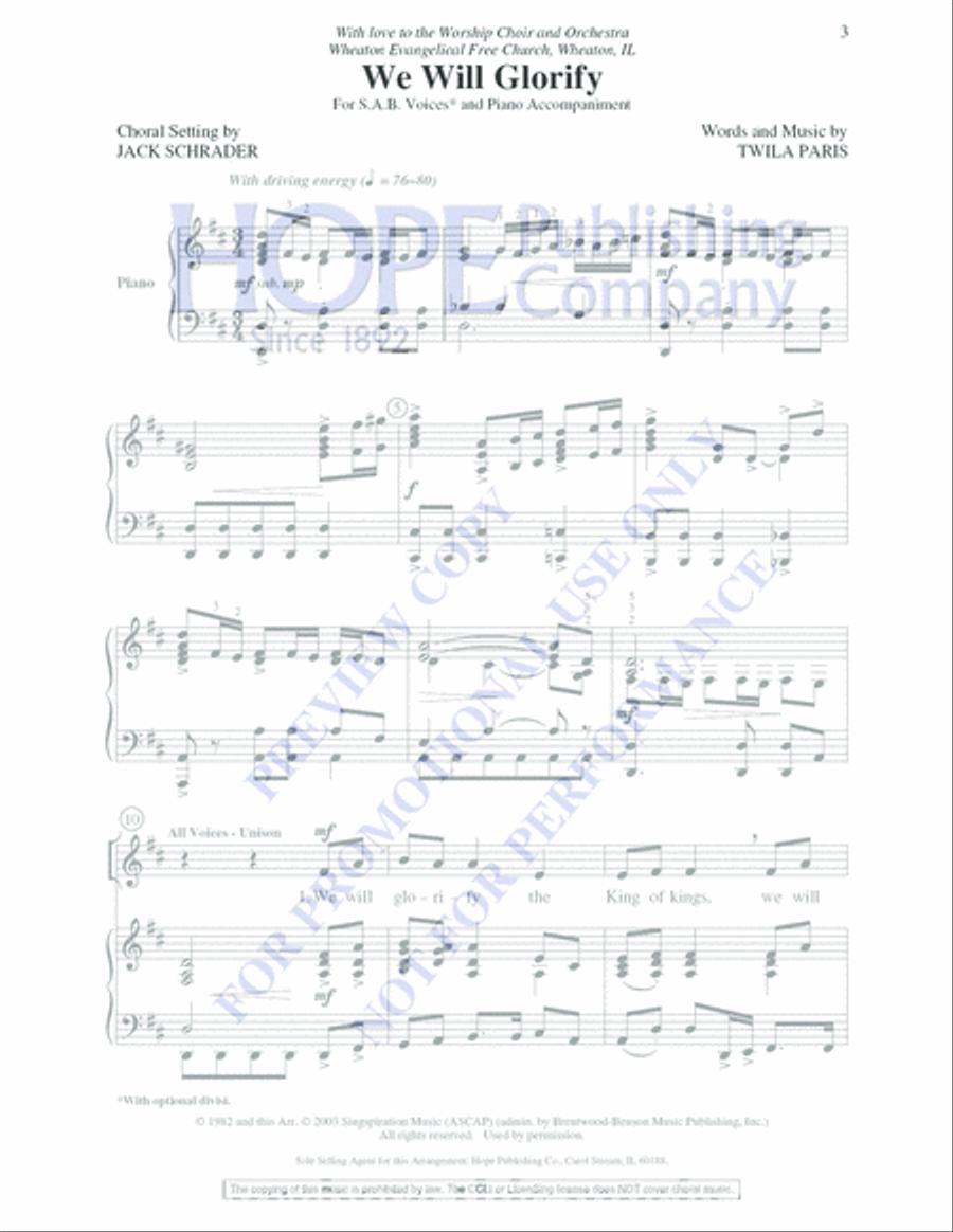 We Will Glorify 4-Part scores gallery preview page 3