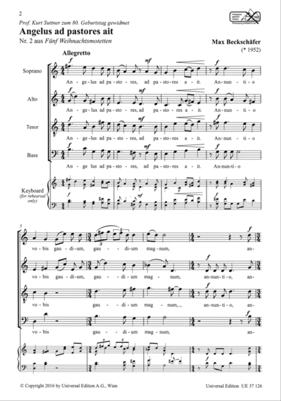 Angelus Ad Pastores Ait Angelus Ad Pastores Ait 4-Part scores gallery preview page 3