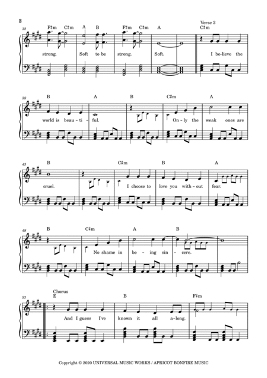 Soft To Be Strong Soft To Be Strong Piano Solo scores gallery preview page 2