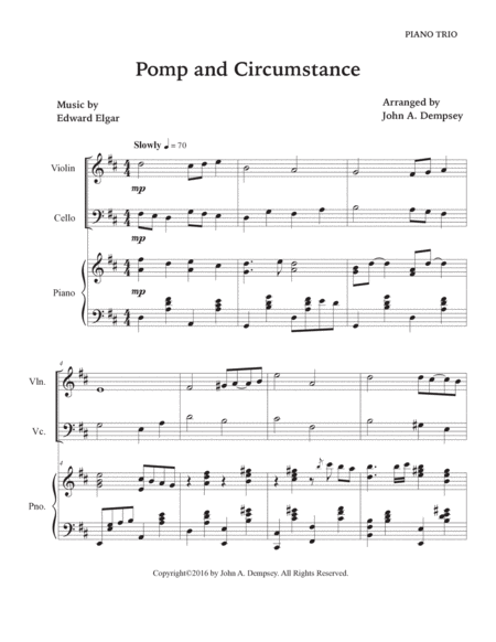 Pomp and Circumstance (Piano Trio): Violin, Cello and Piano image number null