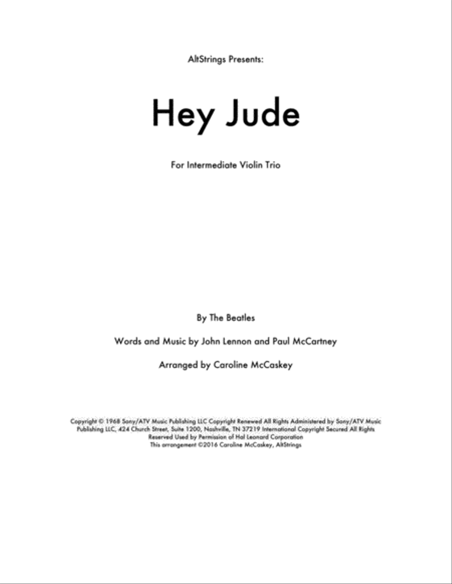 Hey Jude String Trio scores gallery preview page 1