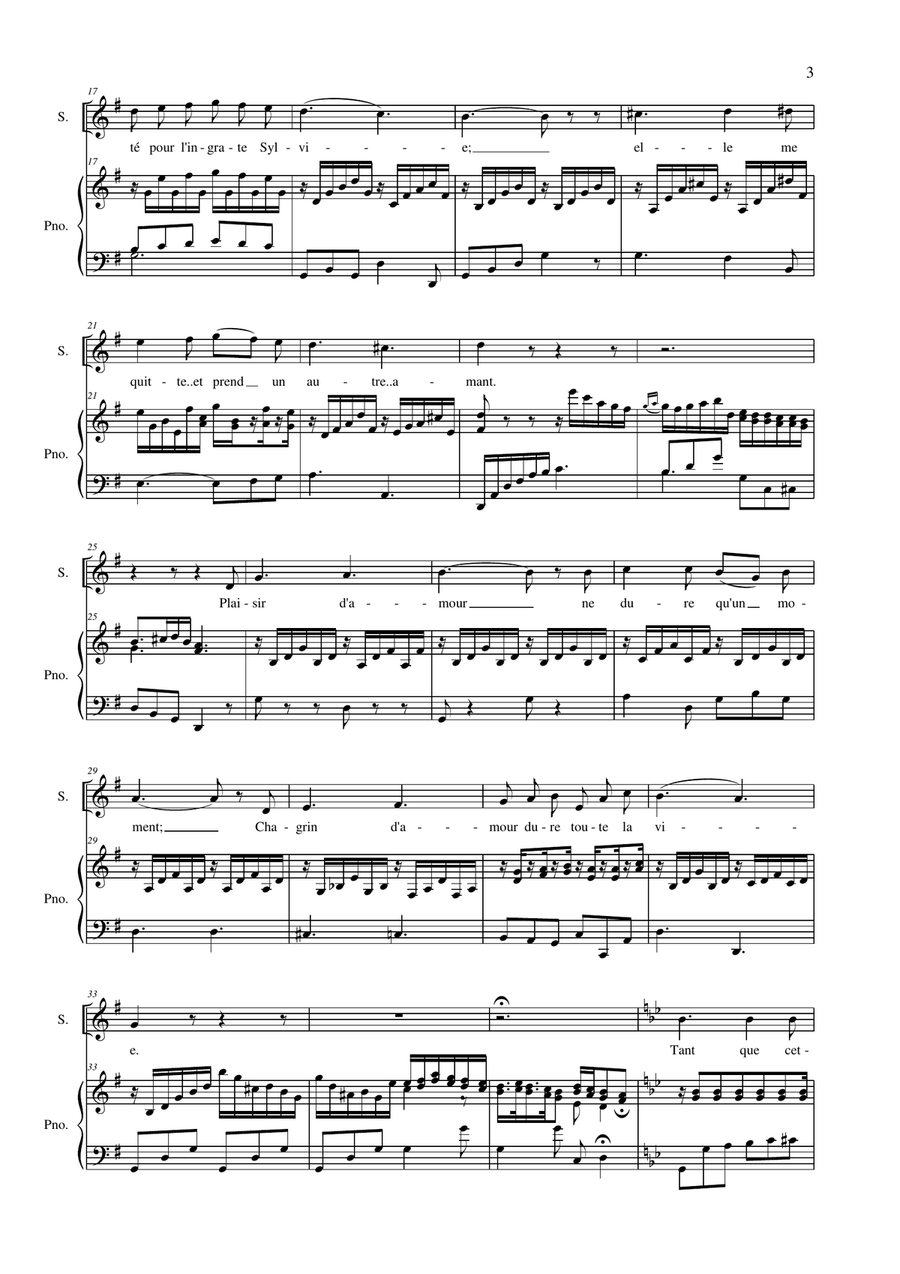PLAISIR D'AMOUR - Martini - Arr. for Soprano/Tenor (or any instr. in C, Bb, Eb) and Piano 2-Part scores gallery preview page 3