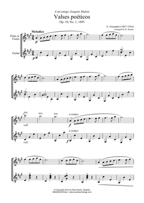 Valses poeticos Op. 10, No. 1 for violin (flute) and guitar