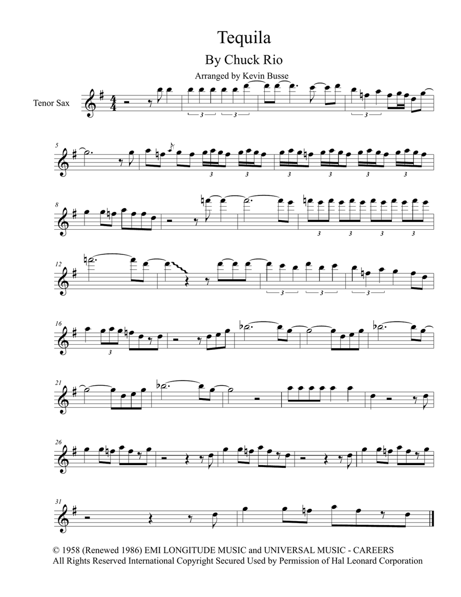 Tequila Tenor Saxophone scores gallery preview page 1