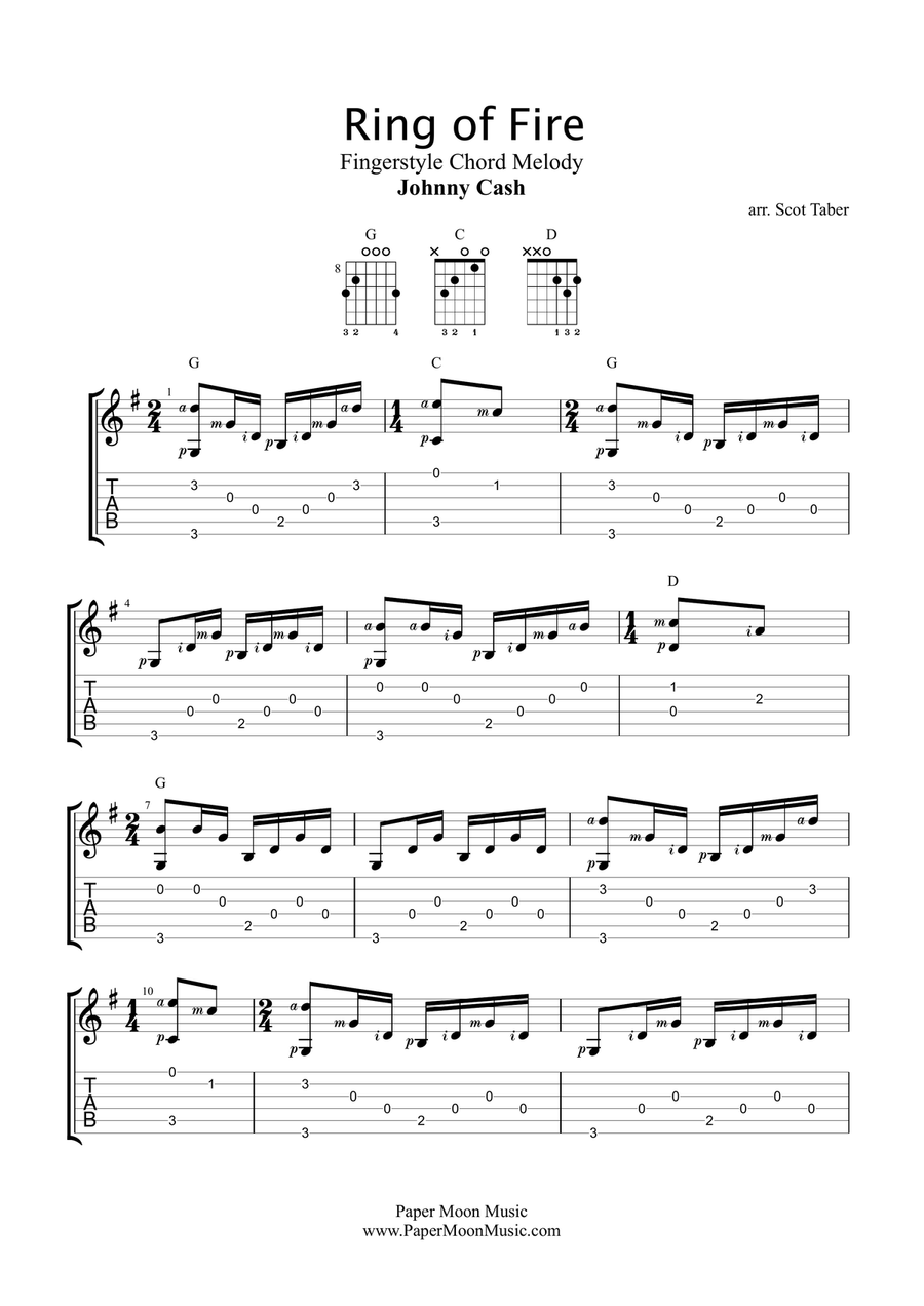 Ring Of Fire Guitar Tablature scores gallery preview page 1