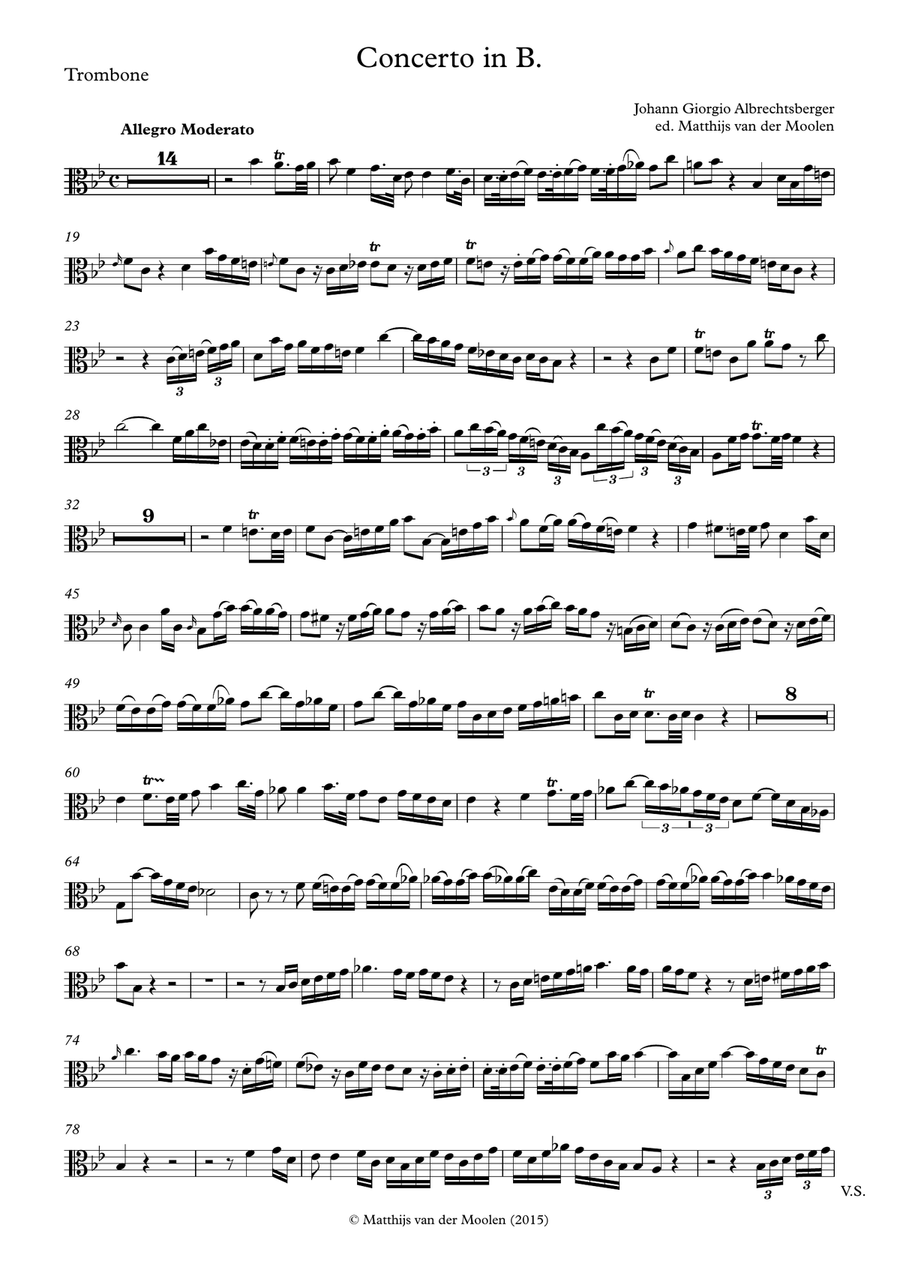 (Alto) Trombone Concerto in B♭ - solo part only