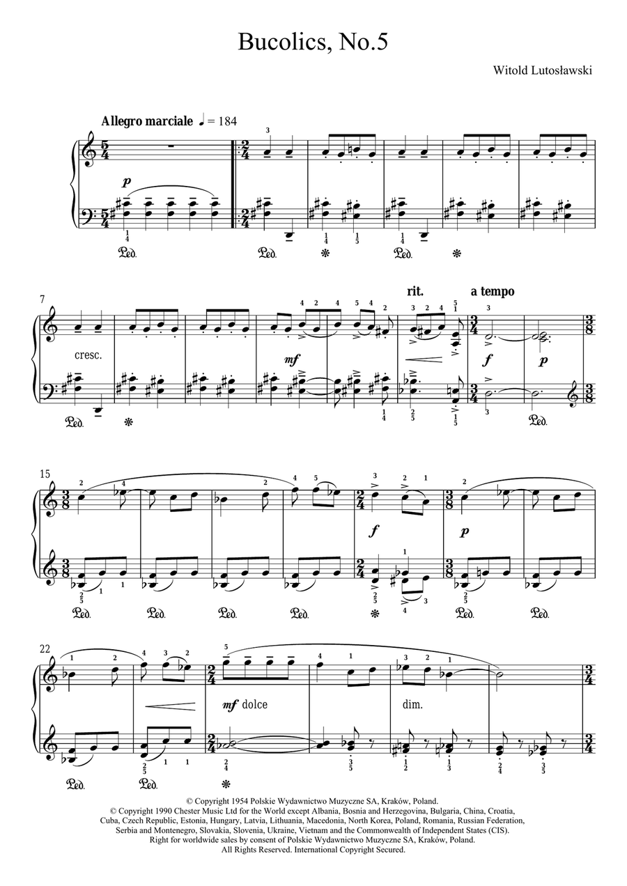 Bucolics, No.5 Piano Solo scores gallery preview page 1